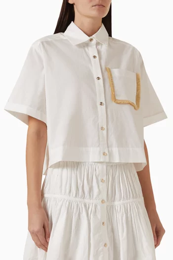 Raffia-trim Shirt in Cotton