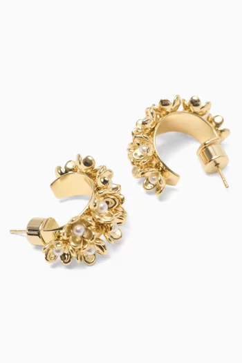 Rhinestone Flower Hoop Earrings
