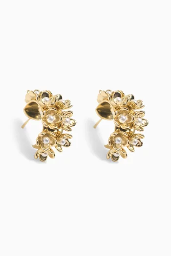 Rhinestone Flower Hoop Earrings