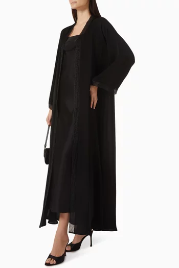 Embroidered Trim 2-piece Abaya Set in Nada