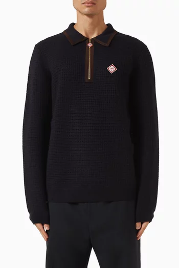 Polo Shirt in Waffle-knit