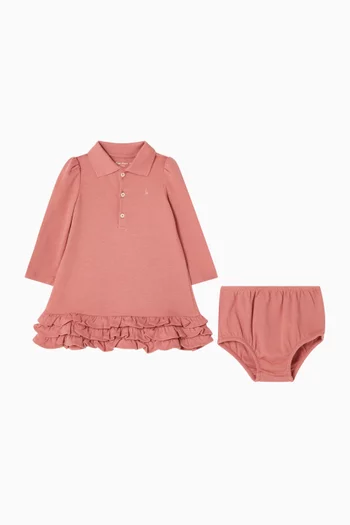 Ruffled Polo Dress & Bloomer in Cotton