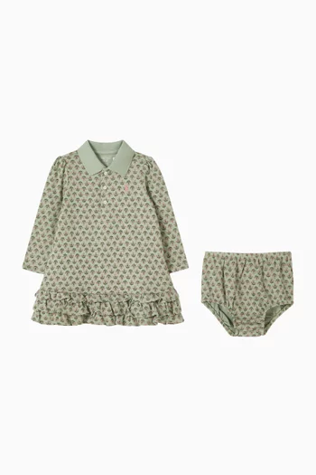 Floral Soft Cotton Polo Dress & Bloomer Set