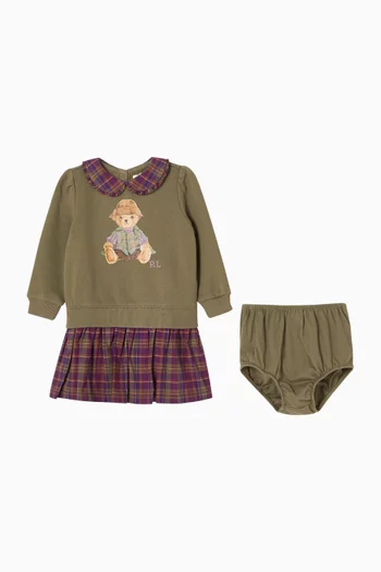 Polo Bear Dress & Bloomer in Fleece