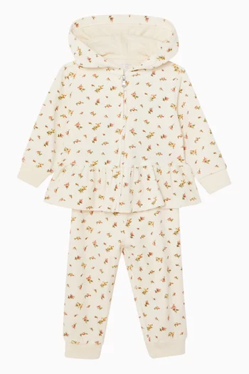 Floral Velour Hoodie & Pant Set