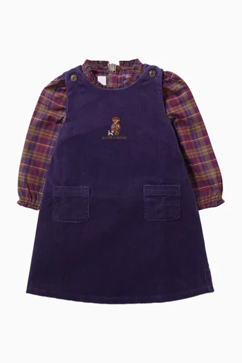 Plaid Cotton Bodysuit & Corduroy Dress
