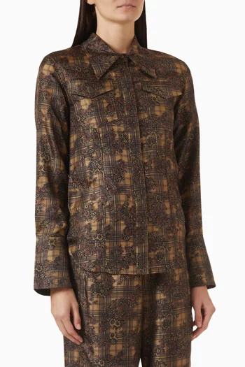 Printed Western Shirt in Silk-twill
