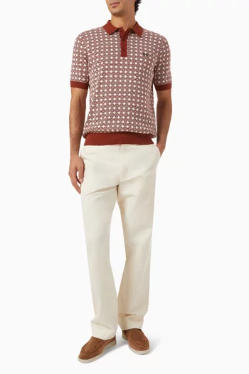 Floral-jacquard Polo Shirt in Cotton