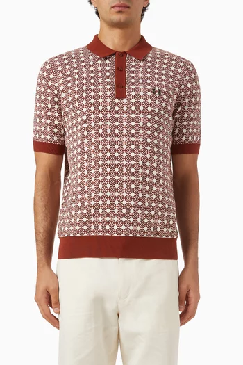 Floral-jacquard Polo Shirt in Cotton