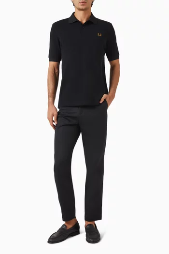 Jacquard-trim Polo T-shirt in Cotton