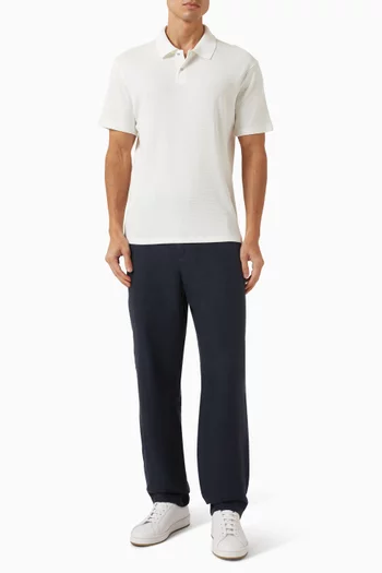 Mesh-knit Snap Polo Shirt in Cotton-blend