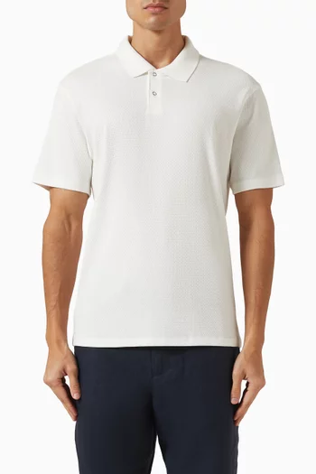 Mesh-knit Snap Polo Shirt in Cotton-blend