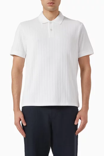 Drop-needle Stripe Polo Shirt in Pima Cotton