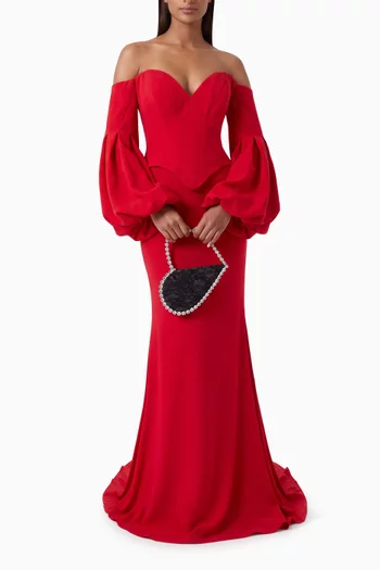 Linus Off-shoulder Dress in Crepe