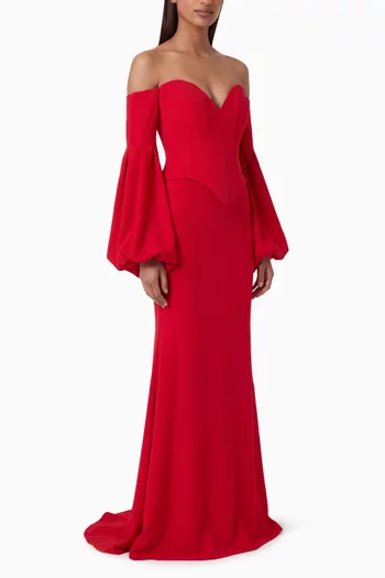 Linus Off-shoulder Dress in Crepe