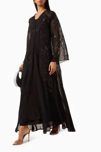Embroidery Wedding Abaya in Chiffon