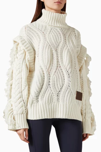 Kyomi Fringe-Trim Cable-knit Sweater