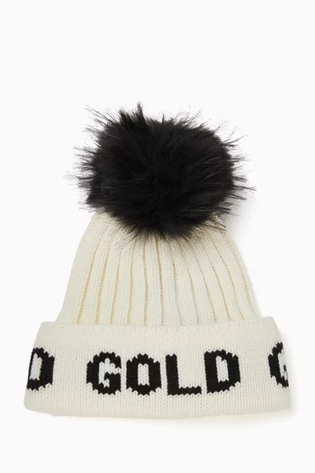 Hodd Faux-fur Pompon Beanie in Wool-blend