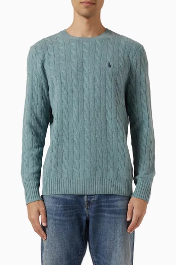Cable-knit Pony Sweater in Wool & Cashmere