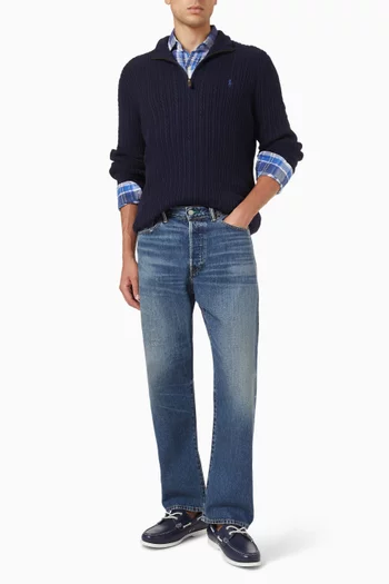 Cable-knit Quarter-zip Sweater in Cotton