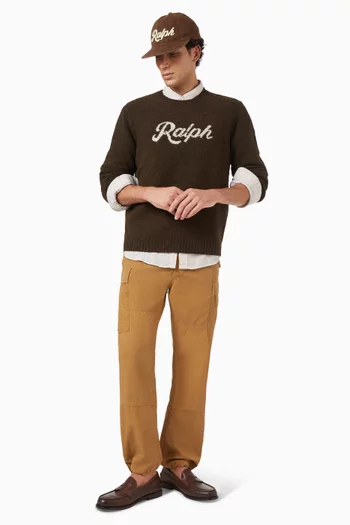 Logo-intarsia Crew-neck Sweater in Wool-blend