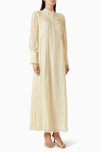Clover Embroidered Maxi Dress in Georgette