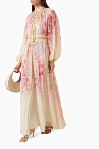 Rosina Belted Maxi Dress in Chiffon