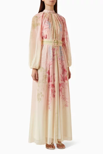 Rosina Belted Maxi Dress in Chiffon