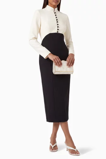 Tailored Button-front Midi Dress