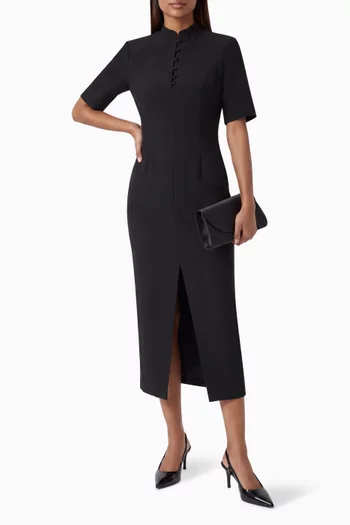 Tailored Button-front Midi Dress