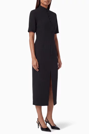 Tailored Button-front Midi Dress