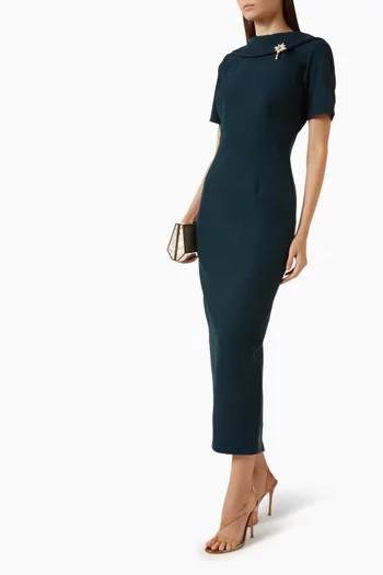 Brooch-detail Maxi Dress