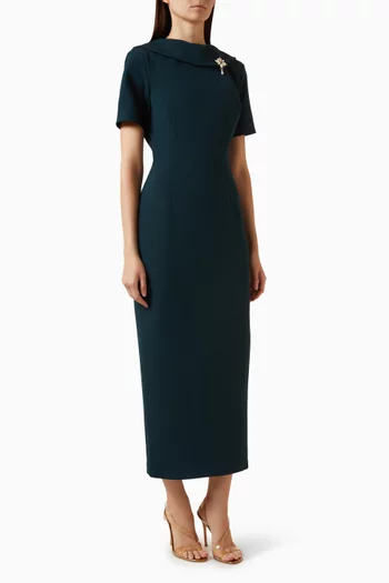Brooch-detail Maxi Dress