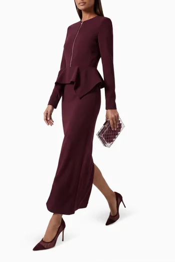 Peplum Tailored Midi Dress  in Cotton