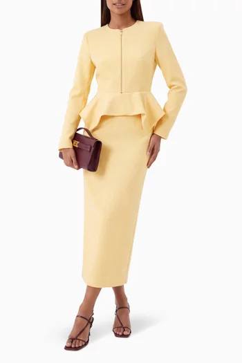Peplum Tailored Midi Dress  in Cotton