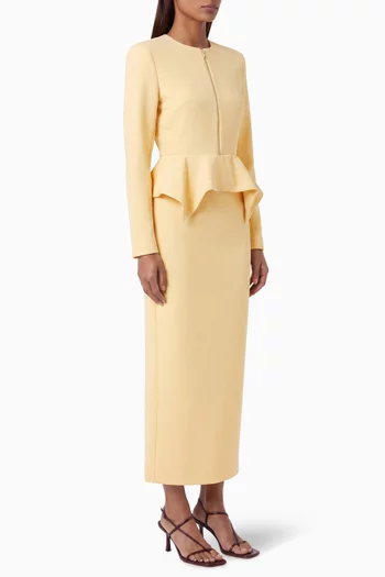 Peplum Tailored Midi Dress  in Cotton
