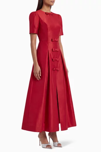 Bow-detail Pleated Maxi Dress