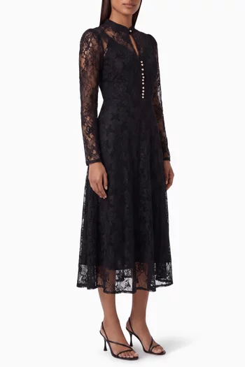 Lace Overlay Midi Dress