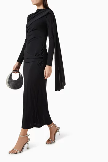 Draped Shawl Midi Dress