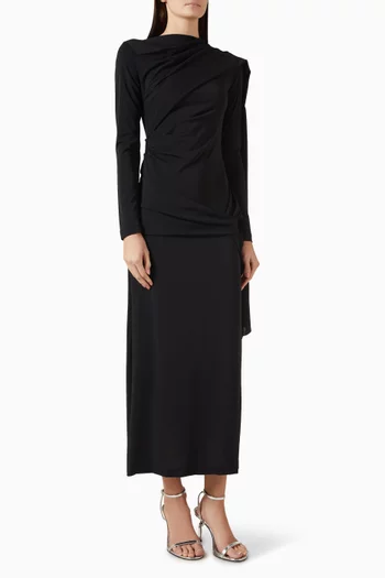 Draped Shawl Midi Dress