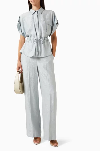 Textured Straight-leg Pants