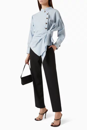 Gathered Wrap Shirt in Cotton