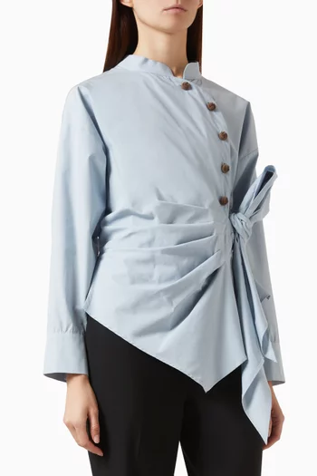 Gathered Wrap Shirt in Cotton