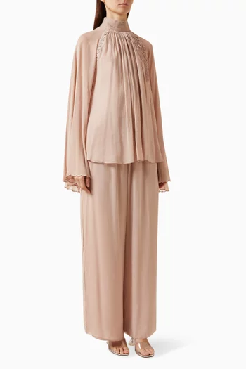 Embroidered Blouse & Pants Set in Georgette
