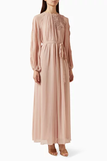 Petrosa Belted Maxi Dress in Georgette