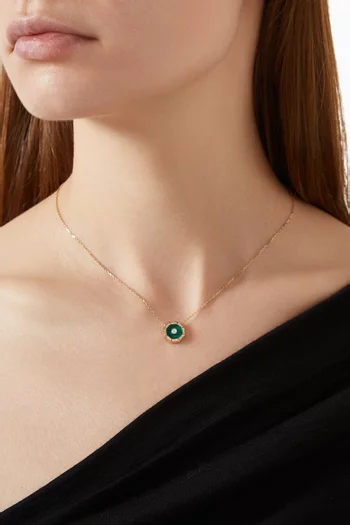 Ahjar Birwaz Malachite & Diamond Necklace in 18kt Gold