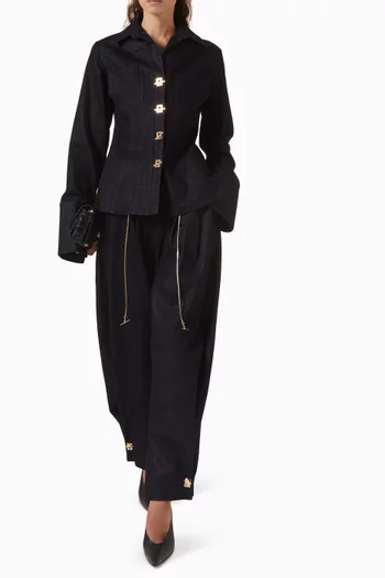 Thalia Sparkly Fitted Shirt in Stretch Denim