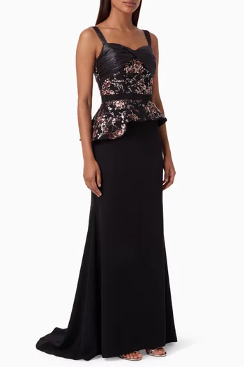 Sequin-embellished Peplum Dress