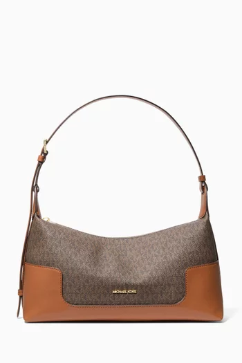 Medium Slouchy Shoulder Bag in Signature Logo Canvas