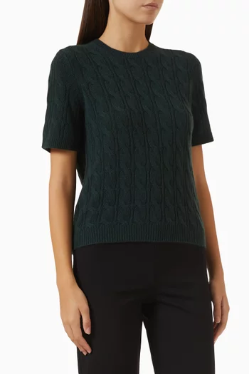 Cable-knit T-shirt in Cashmere